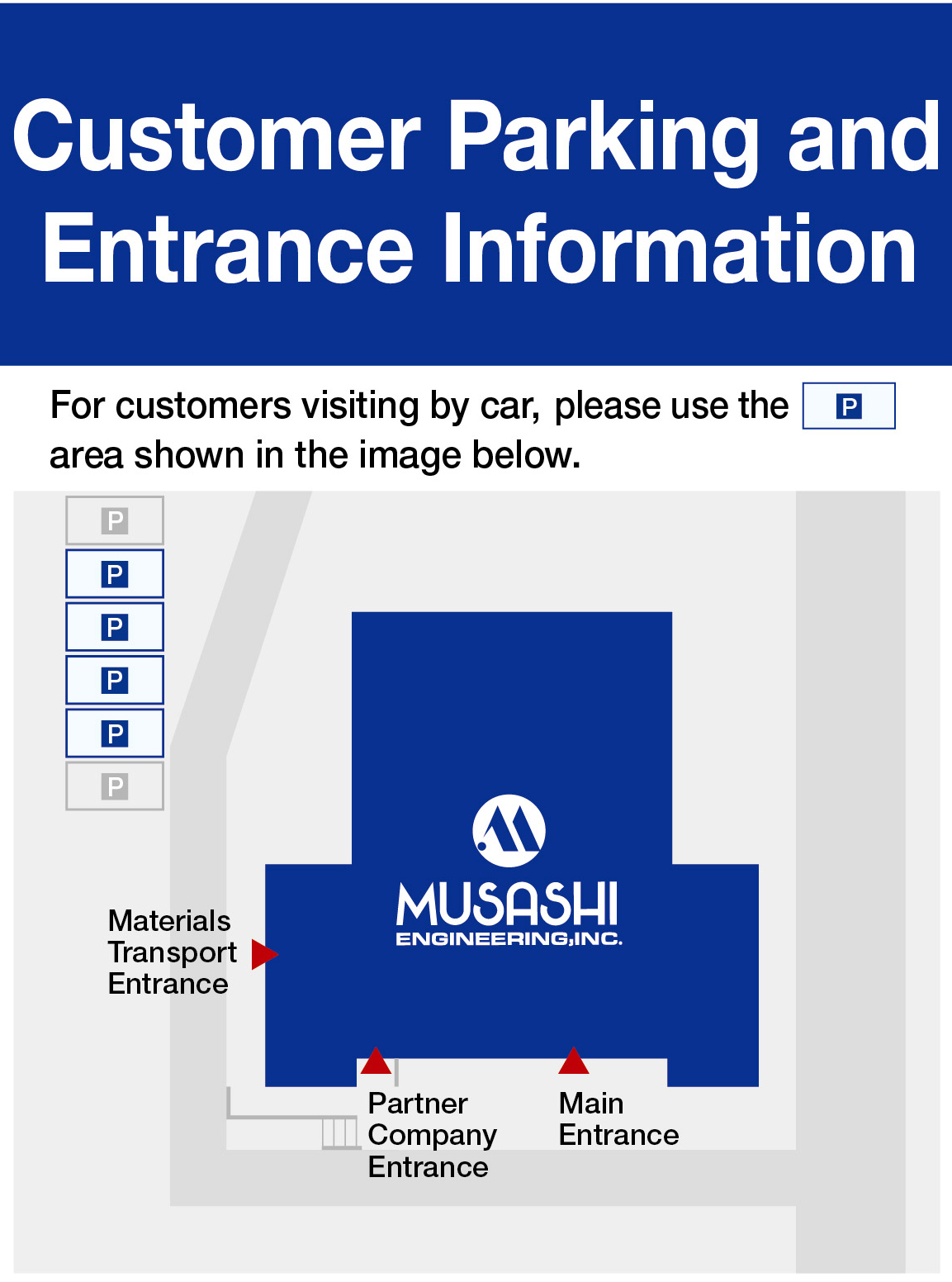 Map of parking lots and entrances